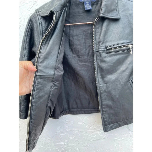 Class Club Kids Long Sleeve Full Zip Leather Motorcycle Jacket Black Sz 6/7 - Picture 3 of 13